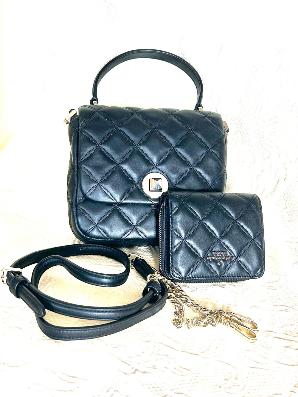 kate spade Black Quilted Top-Handle Crossbody with Matching Wallet